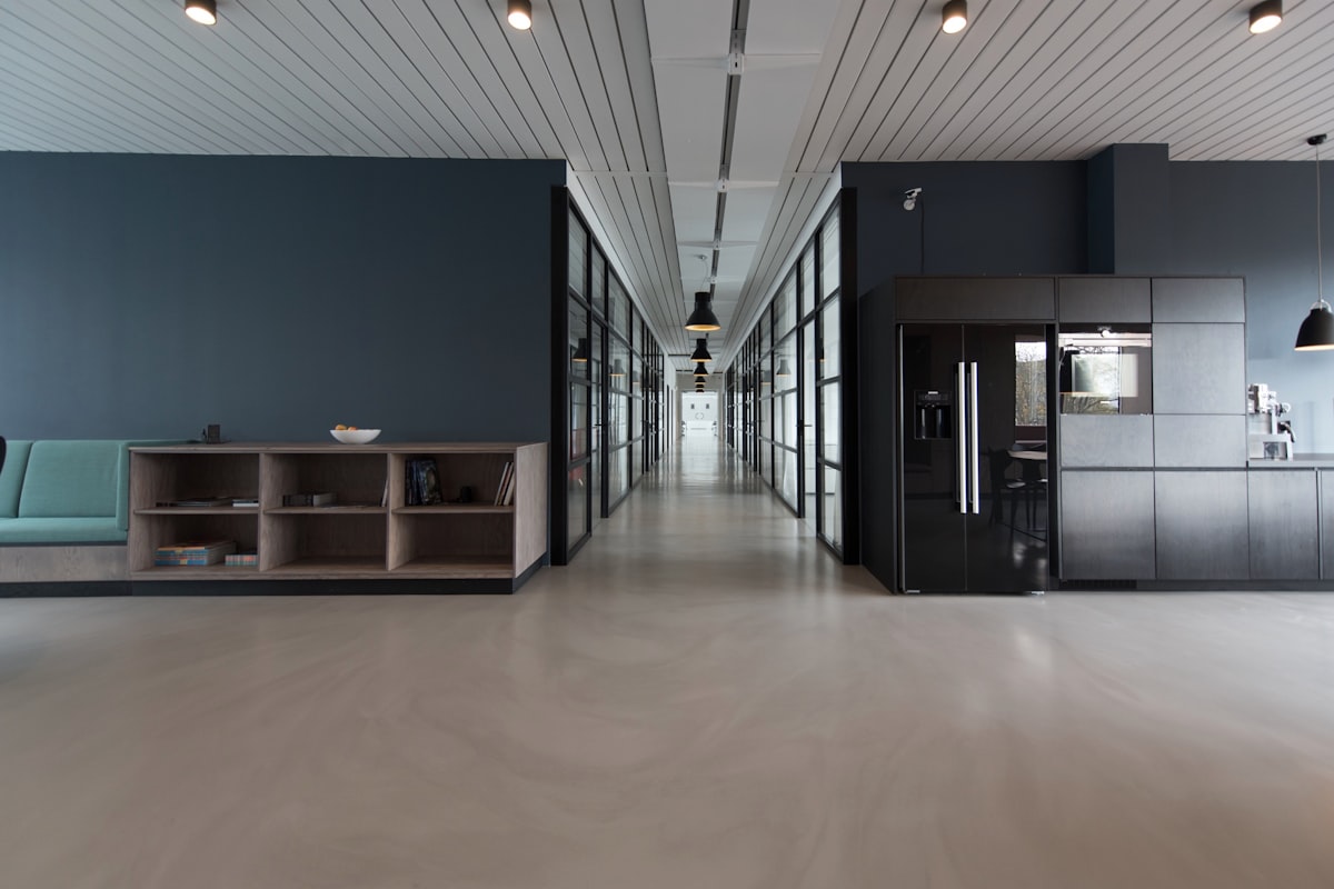 Sunlit modern office prepared for a client meeting